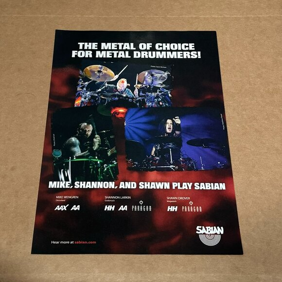 Mike Wengren / Shannon Larkin / Shawn Drover - Sabian Cymbals - 2011 Print Ad - Picture 1 of 1